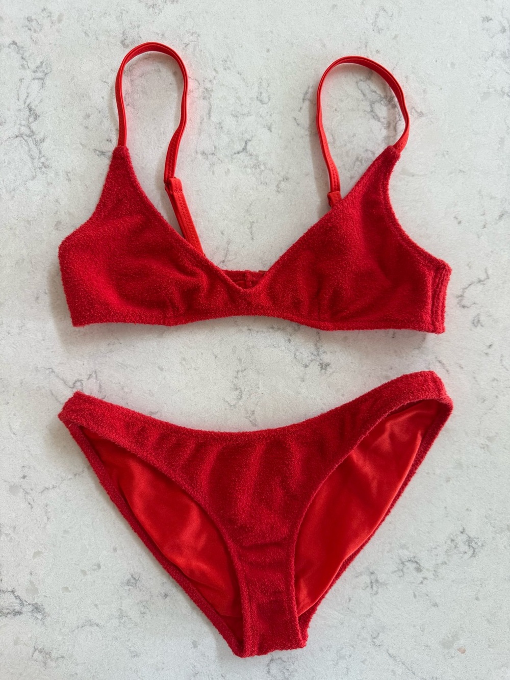 triangl swimwear Bright Red Textured Bikini Set